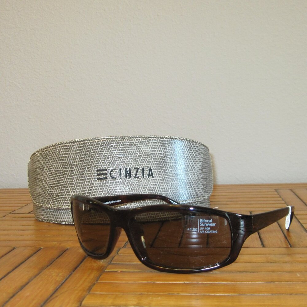 Cinzia Brown Anti-reflective Lens Sunglasses W/+1.00 Reader Bifocal